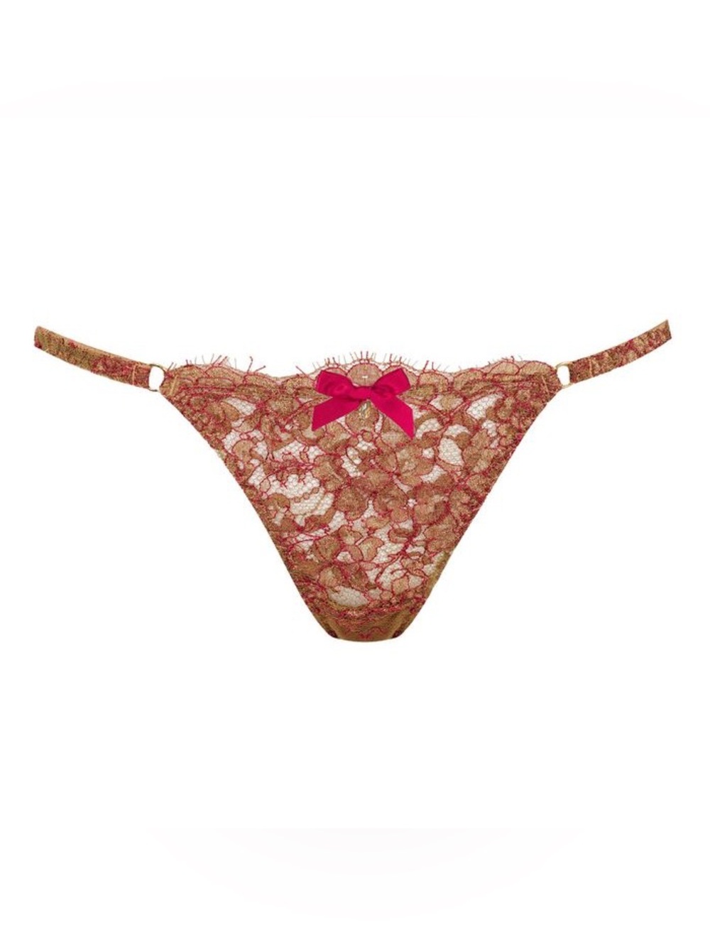 NWT Agent Provocateur ZAHARAH thong burgundy and gold Size 2/S